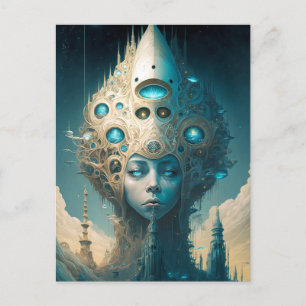 Surreal Futuristic Alien Woman Lanscape Briefkaart