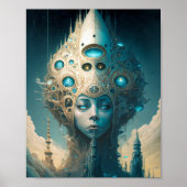 Surreal Futuristic Alien Woman Lanscape Poster (Voorkant)