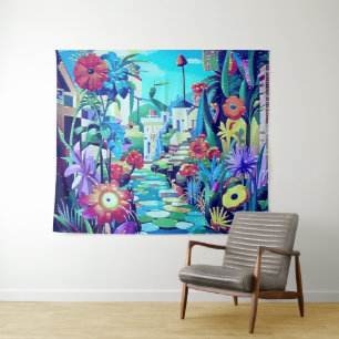 Surreal Garden - Bloemen Illustratie ontwerp 2 Wandkleed