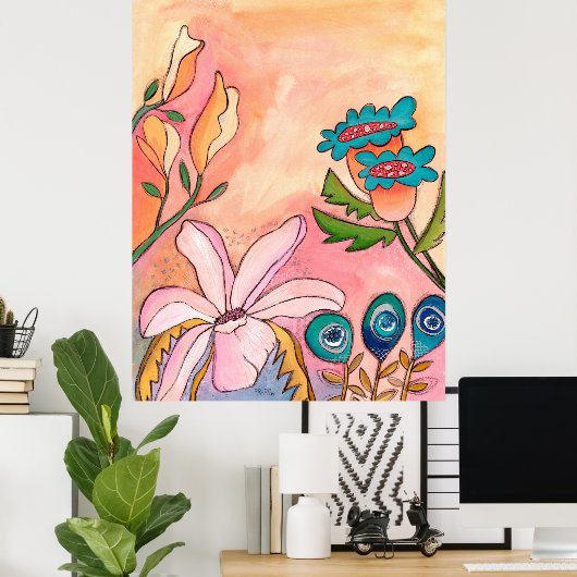 Surreal Garden Gouache Ink Art artiest print (Thuiskantoor)