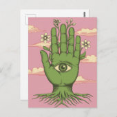 Surreal Gardeners Groene Hand Briefkaart (Voorkant / Achterkant)