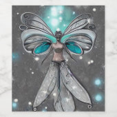 Surréal geschilderde turquoise lichten fee wijn etiket (Enkel label)