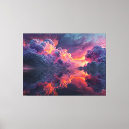 Surreal Glowing Sunset Clouds Reflected In Water Canvas Afdruk
