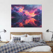 Surreal Glowing Sunset Clouds Reflected In Water Canvas Afdruk (Insitu (Slaapkamer))
