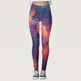 Surreal Glowing Sunset Clouds Reflected In Water Leggings