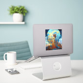 Surreal Goddess Queen Fantasy Art Sticker (Laptop op bureau)