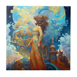 Surreal Goddess Queen Fantasy Art Tegeltje