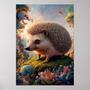 Surreal Hedgehog Safari Poster