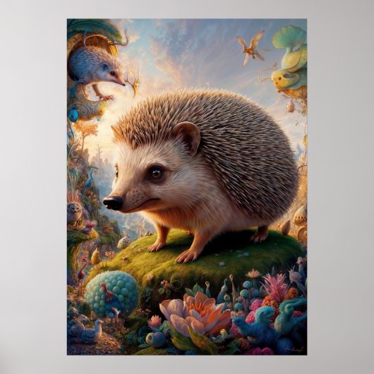 Surreal Hedgehog Safari Poster (Voorkant)