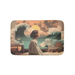 Surreal interieur met vrouw en kat badmat