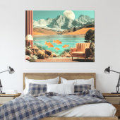 Surreal Interior with Fish and Moonlit Landscape Canvas Afdruk (Insitu (Slaapkamer))