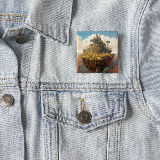 Surreal Island Landscape Fantasy Art Vierkante Button 5,1 Cm (In situ)