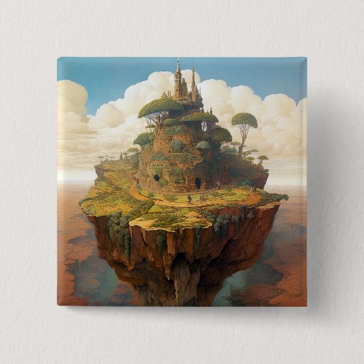 Surreal Island Landscape Fantasy Art Vierkante Button 5,1 Cm (Voorkant)