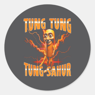Surreal Italiaans Brainrot Meme Tung Tung Tung Sah Ronde Sticker
