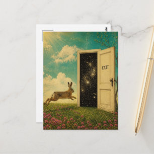 SURREAL konijn ontsnapt uit de exitportaal Briefkaart