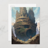 Surreal Landscape Towering City Fantasy Art Briefkaart (Voorkant / Achterkant)