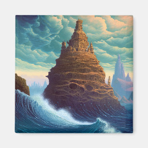 Surreal Landscape Towering City Fantasy Art Magneet