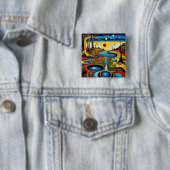 Surreal Landschap Vierkante Button 5,1 Cm (In situ)