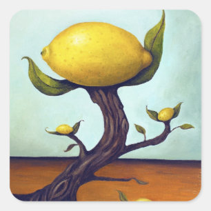 Surreal Lemon-boom Vierkante Sticker