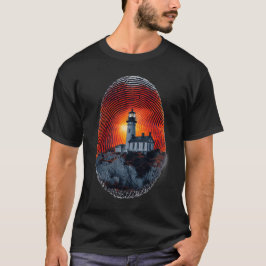 Surreal Lighthouse Vingerafdruk Patroon T-shirt