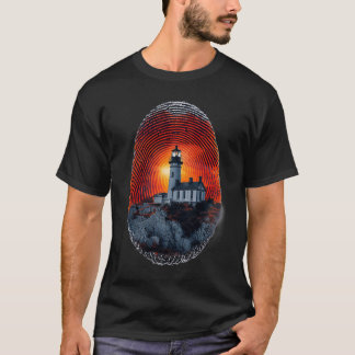 Surreal Lighthouse Vingerafdruk Patroon T-shirt