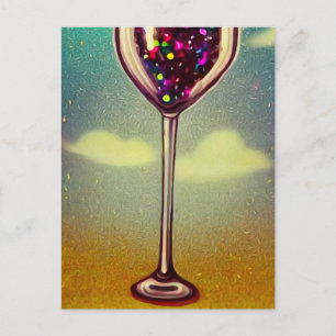Surreal Long Stem Wine Glass Briefkaart