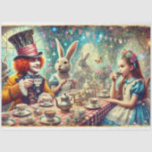 Surreal Mad Hatter Wonderland Tea Party Decoupage Tissuepapier (Voorkant)