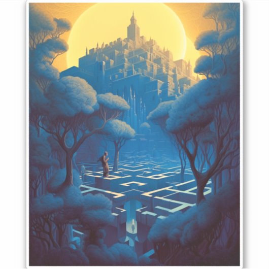 Surreal Maze City Sticker (Voorkant)