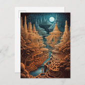 Surreal Maze Landschap Fantastische Kunst Briefkaart (Voorkant / Achterkant)