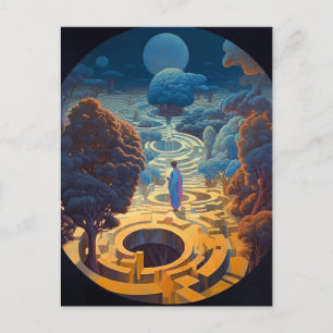 Surreal Maze Landschap Fantastische Kunst Briefkaart
