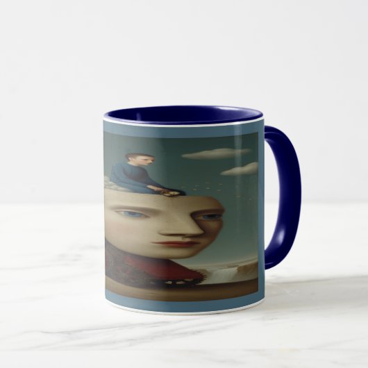 Surreal Mechanical Head Dream Art Mug (Devant droit)