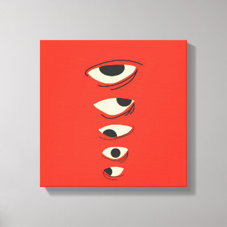 Surreal Minimal Ogen – Abstracte Rode Illustratie Canvas Afdruk