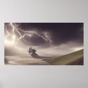 Surreal modern Abstract storm in de woestijn Poster