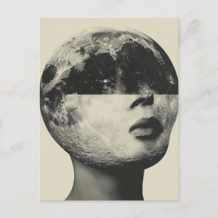 Surreal Moon Person Collage Briefkaart