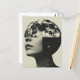 Surreal Moon Persoon Abstracte Collage Briefkaart
