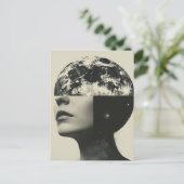 Surreal Moon Persoon Abstracte Collage Briefkaart (Staand voorkant)