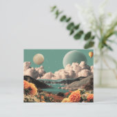 Surreal Mountain Landscape with Planets and Clouds Briefkaart (Staand voorkant)
