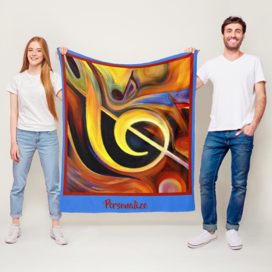 Surreal Musical Clef Notes Oil Painting Renditing Fleece Deken (In situ)