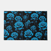 Surreal Neon Blue Roses Deurmat (Voorkant)