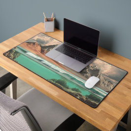 Surreal Ocean and Mountain Landscape with Waves Bureaumat