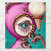 Surreal Octopus Ice Cream Doll Wijn Etiket (Enkel label)