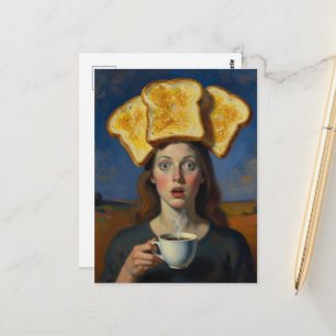 Surreal Ontbijt Serie Toast en Koffie Vrouw Briefkaart