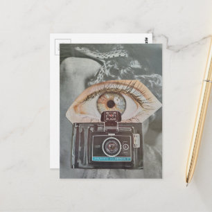 Surreal oogbol en slang Retro Cameracollage kunst Briefkaart