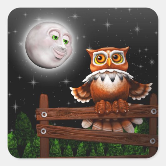 Surreal Owl and Moon Stickers (Voorkant)