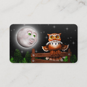 Surreal Owl en Moon Business_cards Visitekaartje