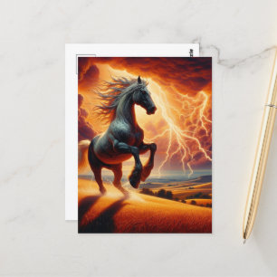 Surreal paard in een storm briefkaart