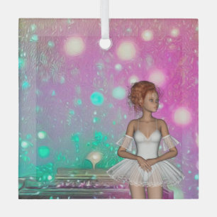 Surreal Piano Green & Pink Background & Ballerina Glas Ornament