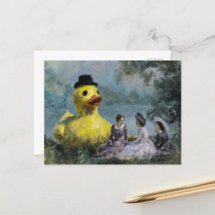 Surreal picknick in het park met een reusachtige e briefkaart