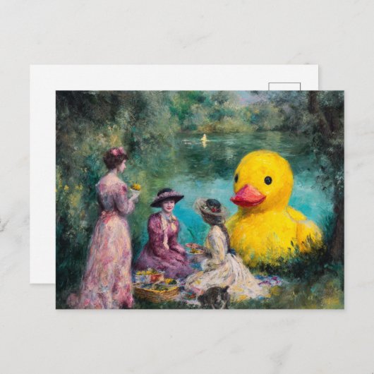 Surreal Picnic in Park With a Giant Duck Briefkaart (Voorkant / Achterkant)