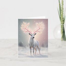 Surreal Pink Antler Reindeer Holiday Card Kaart